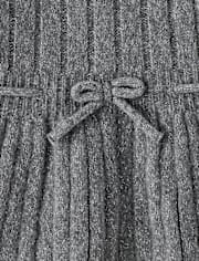 Girls Bow Ribbed Sweater Dress