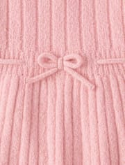 Girls Bow Ribbed Sweater Dress
