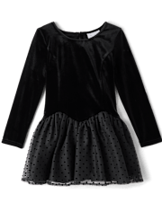 Robe tutu taille basse à pois floqués pour fille