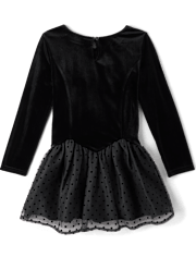 Girls Flocked Floral Drop Waist Tutu Dress