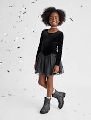 Robe tutu taille basse à pois floqués pour fille