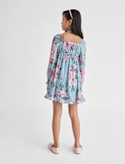Girls Floral Chiffon Babydoll Dress