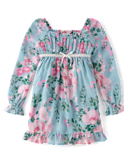 Girls Floral Chiffon Babydoll Dress