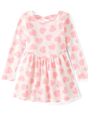 Baby And Toddler Girls Heart Bow Back Dress