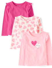Toddler Girls Heart Flutter Top 3-Pack