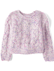 Toddler Girls Rainbow Cable Knit Sweater