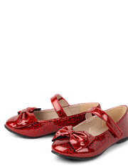 Toddler Girls Metallic Bow Ballet Flats
