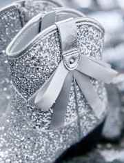 Girls Glitter Bow Cowgirl Booties