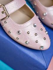 Girls Rhinestone Studded Ballet Flats
