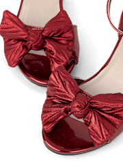 Girls Metallic Bow Block Heels