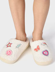 Girls Embroidered Icon Slippers