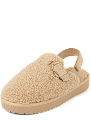 Girls Heart Charm Teddy Slip Ons