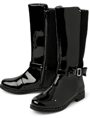 Girls Rhinestone Bow Boots