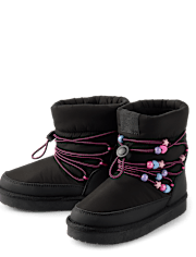 Girls Beaded Puffer Boots