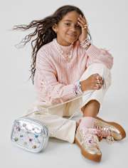 Girls Metallic Platform Low Top Sneakers
