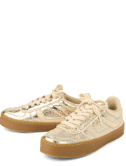 Girls Metallic Platform Low Top Sneakers