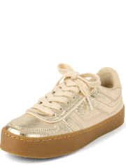 Girls Metallic Platform Low Top Sneakers