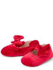 Baby Girls Bow Velvet Ballet Flats