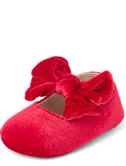Baby Girls Bow Velvet Ballet Flats