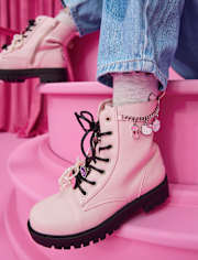 Girls Hello KittyÂ® Charm Lace Up Boots