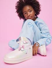 Girls Hello Kitty® Iridescent Embroidered Puffer Boots