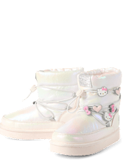 Girls Hello Kitty® Iridescent Embroidered Puffer Boots