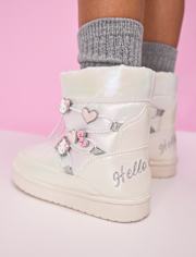 Girls Hello Kitty® Iridescent Embroidered Puffer Boots