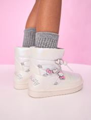 Girls Hello Kitty® Iridescent Embroidered Puffer Boots