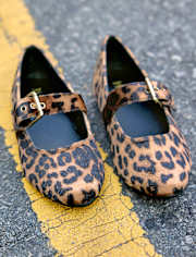 Girls Leopard Mary Jane Shoes