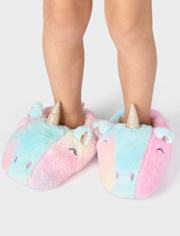 Toddler Girls Rainbow Unicorn Slippers