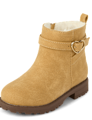Toddler Girls Heart Buckle Booties