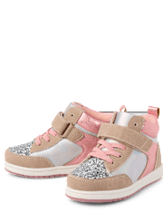 Toddler Girls Iridescent Colorblock High Top Sneakers