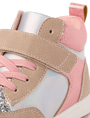 Toddler Girls Iridescent Colorblock High Top Sneakers