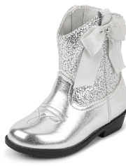 Toddler Girls Glitter Bow Cowgirl Booties