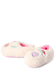 Toddler Girls Embroidered Icon Slippers