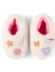 Toddler Girls Embroidered Icon Slippers