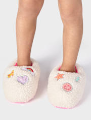 Toddler Girls Embroidered Icon Slippers