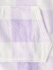 Girls Gingham Blanket Hoodie Pajamas - Cozy Fleece