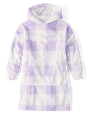 Girls Gingham Blanket Hoodie Pajamas - Cozy Fleece