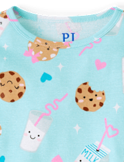 Girls Milk And Cookies Snug Fit Cotton Pajamas