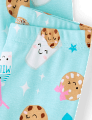 Girls Milk And Cookies Snug Fit Cotton Pajamas