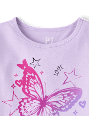 Pyjama en coton ajusté à papillons pour filles