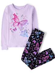 Pyjama ajusté en coton à motif papillon pour fille