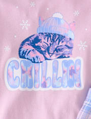 Girls Cat Beanie Snug Fit Cotton Pajamas