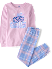Girls Cat Beanie Snug Fit Cotton Pajamas