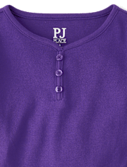 Girls Plaid Snug Fit Cotton Henley Pajamas