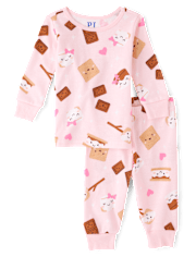 Baby And Toddler Girls S'mores Snug Fit Cotton Pajamas