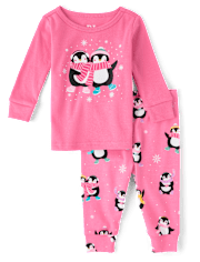 Baby And Toddler Girls Penguin Snug Fit Cotton Pajamas