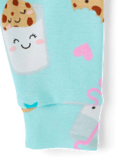 Pyjama en coton ajusté pour bébés et petites filles, motif lait et biscuits