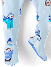 Pyjama une pièce en coton à pieds, motif animaux d'hiver, pour bébés et petits garçons